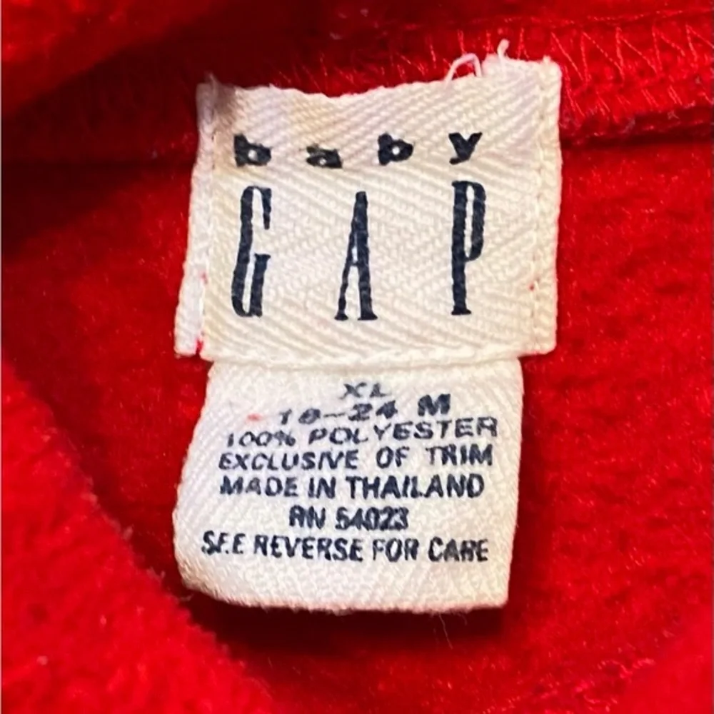 Vintage Baby Gap XL‎ 18-24 Months 100% Polyester Red Hoodie Pullover W/ Pouch